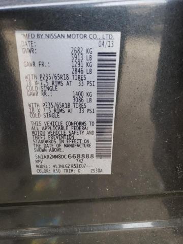 5N1AR2MM8DC668888 - 2013 NISSAN PATHFINDER S 石墨色 照片 14