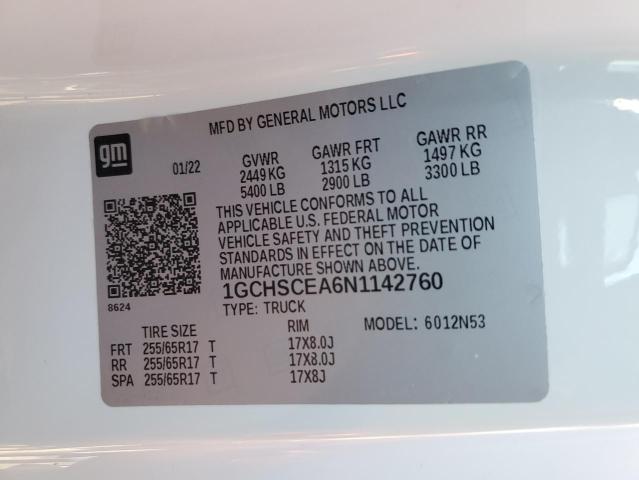 1GCHSCEA6N1142760 - 2022 CHEVROLET COLORADO LT WHITE photo 13