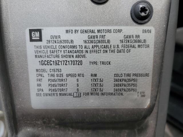 1GCEC19Z17Z170720 - 2007 CHEVROLET SILVERADO C1500 CLASSIC SILVER photo 12