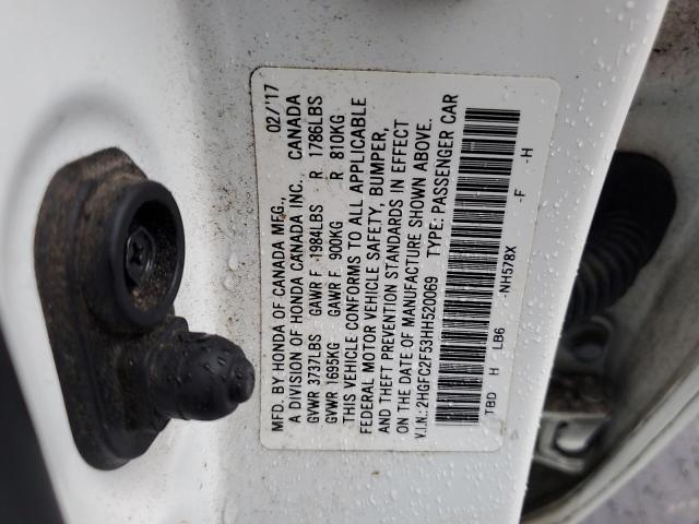 2HGFC2F53HH520069 - 2017 HONDA CIVIC LX 白色 照片 13