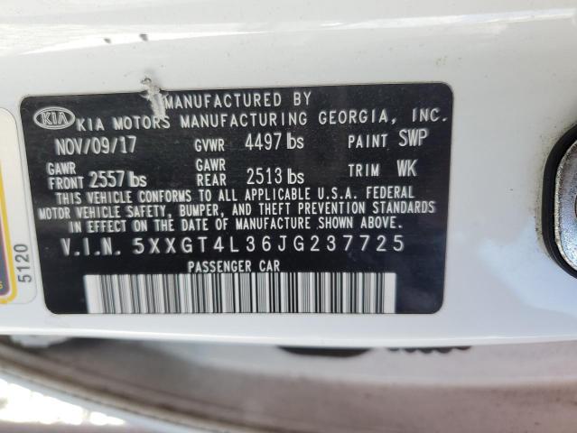 5XXGT4L36JG237725 - 2018 KIA OPTIMA LX WHITE photo 12