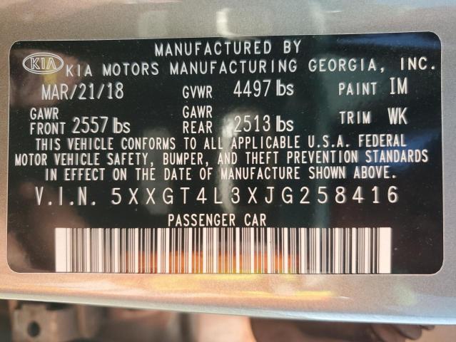 5XXGT4L3XJG258416 - 2018 KIA OPTIMA LX Серебристый фото 13