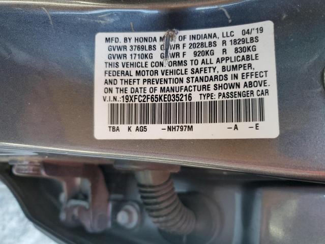 19XFC2F65KE035216 - 2019 HONDA CIVIC LX Boz foto 12