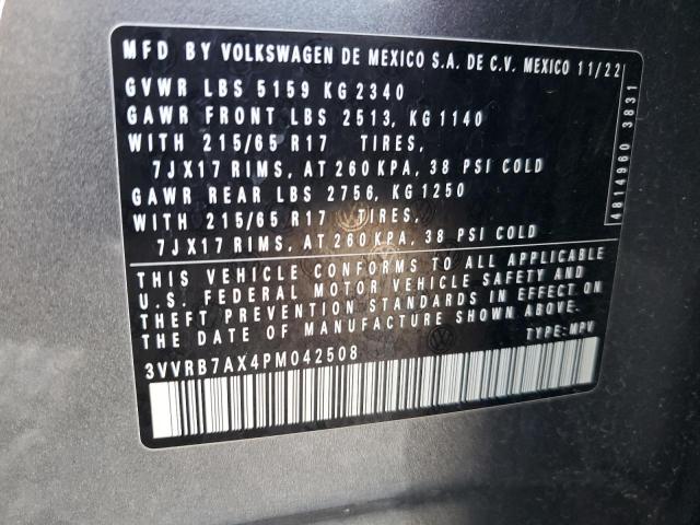 3VVRB7AX4PM042508 - 2023 VOLKSWAGEN TIGUAN S GRAY photo 13