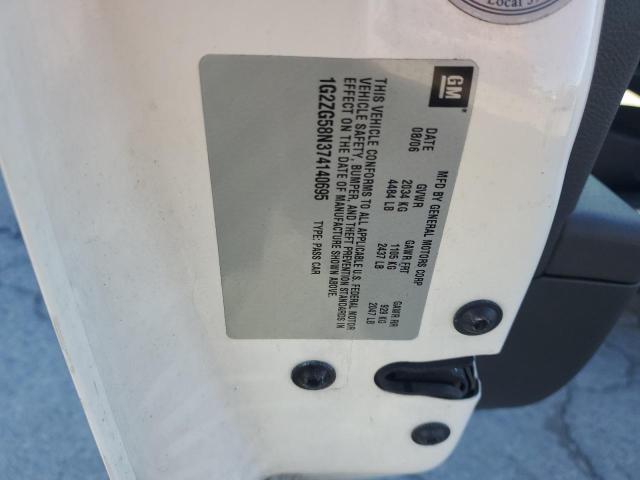 1G2ZG58N374140695 - 2007 PONTIAC G6 BASE WHITE photo 12