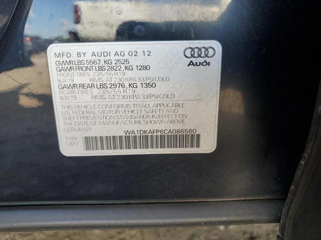 WA1DKAFP6CA086560 - 2012 AUDI Q5 PREMIUM PLUS BLUE photo 12