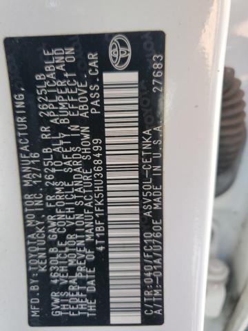 4T1BF1FK5HU368499 - 2017 TOYOTA CAMRY LE WHITE photo 12