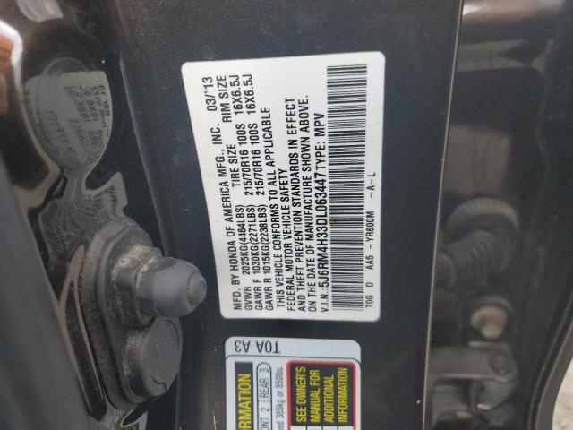 5J6RM4H33DL063447 - 2013 HONDA CR-V LX Schwarz Foto 12