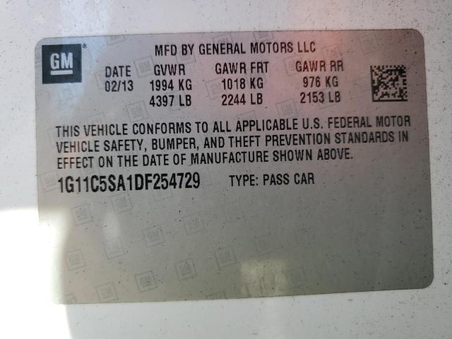 1G11C5SA1DF254729 - 2013 CHEVROLET MALIBU 1LT WHITE photo 13