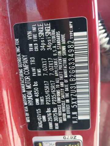 5XYZU3LB2GG334982 - 2016 HYUN SANTA FE SPORT RED photo 13