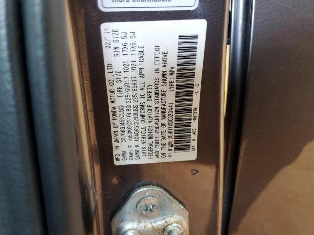 JHLRE4H7XBC020441 - 2011 HONDA CR-V EXL GRAY photo 13