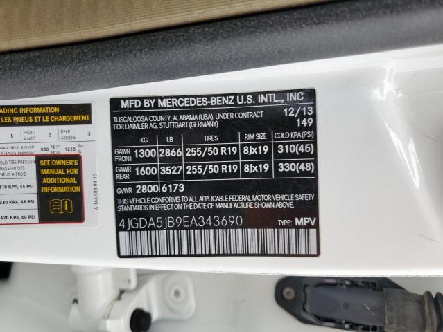 4JGDA5JB9EA343690 - 2014 MERCEDES-BENZ ML 350 白色 照片 13