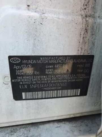5NPE34AF3KH787653 - 2019 HYUNDAI SONATA LIMITED WHITE photo 12