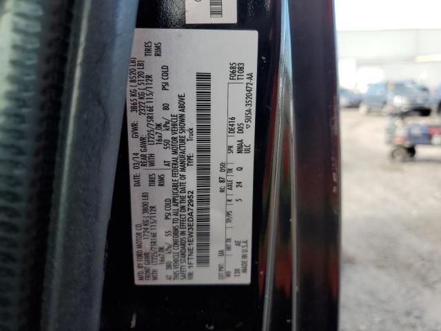 1FTNE1EW3EDA72952 - 2014 FORD ECONOLINE E150 VAN შავი ფოტო 13