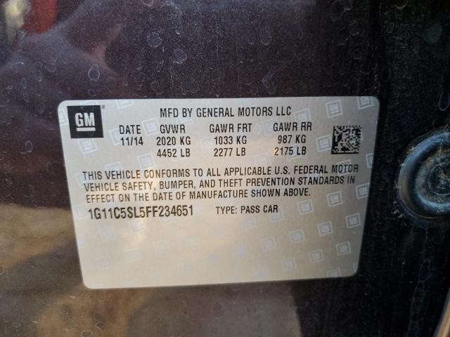 1G11C5SL5FF234651 - 2015 CHEVROLET MALIBU 1LT იასამნისფერი ფოტო 12