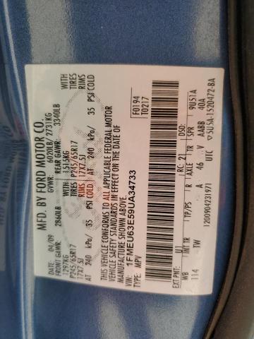 1FMEU63E59UA34733 - 2009 FORD EXPLORER XLT Көк фото 14