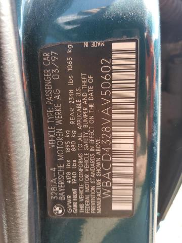 WBACD4328VAV50602 - 1997 BMW 328 I AUTOMATIC أخضر صورة 12