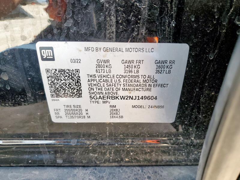 5GAERBKW2NJ149604 - 2022 BUICK ENCLAVE ESSENCE 黑色 照片 14