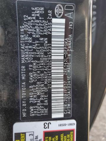 2T1BU4EE2DC945231 - 2013 TOYOTA COROLLA BASE Czarny zdjęcie 12