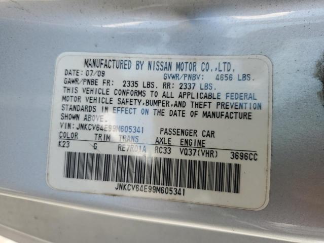 JNKCV64E99M605341 - 2009 INFINITI G37 BASE SILVER photo 12