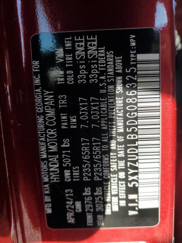 5XYZUDLB5DG086325 - 2013 HYUNDAI SANTA FE S RED photo 13