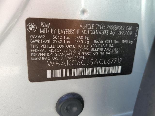 WBAKC6C55ACL67712 - 2010 BMW 750 I XDRIVE SILVER photo 12