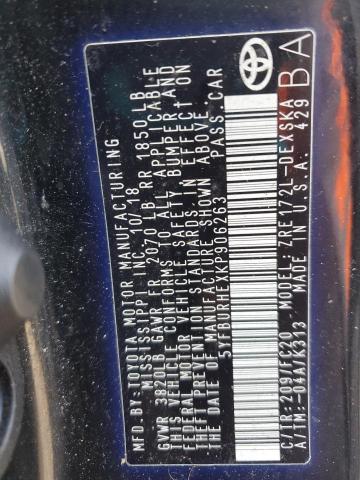 5YFBURHEXKP906263 - 2019 TOYOTA COROLLA L 黑色 照片 12