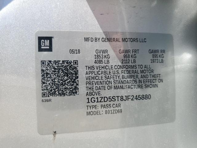 1G1ZD5ST8JF245880 - 2018 CHEVROLET MALIBU LT SILVER photo 12