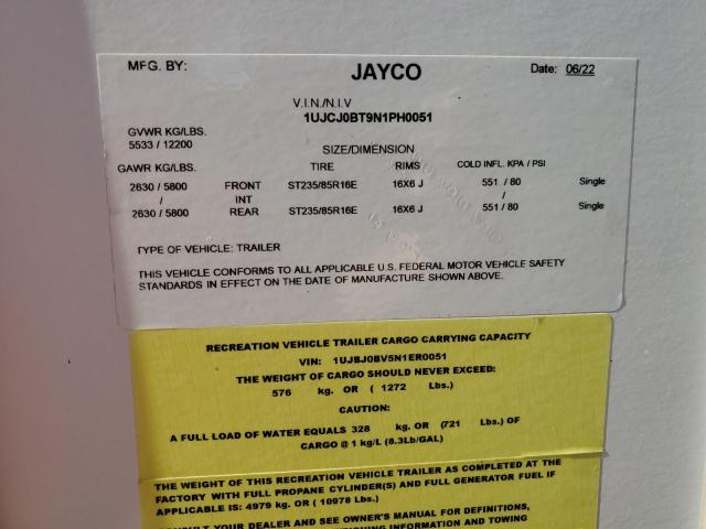 1UJCJ0BT9N1PH0051 - 2022 JAYCO 5TH WHEEL WHITE photo 10