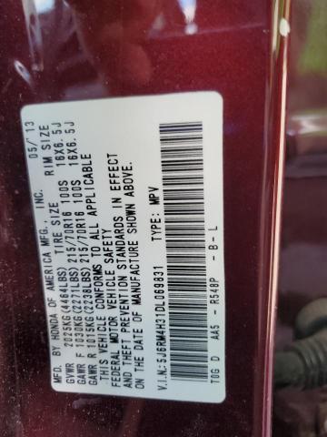 5J6RM4H31DL069831 - 2013 HONDA CR-V LX أحمر صورة 13