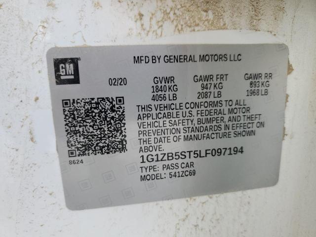 1G1ZB5ST5LF097194 - 2020 CHEVROLET MALIBU LS Beyaz fotoğraf 13