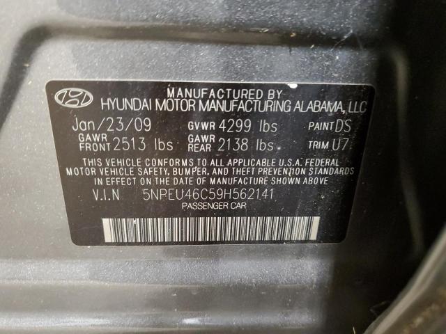 5NPEU46C59H562141 - 2009 HYUNDAI SONATA SE GRAY photo 13