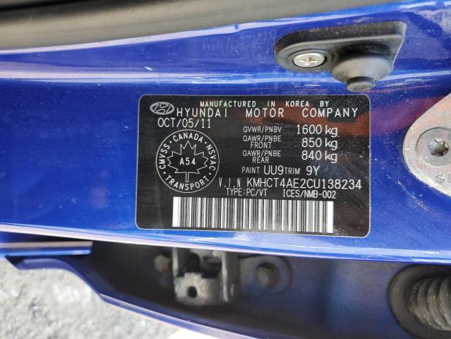 KMHCT4AE2CU138234 - 2012 HYUNDAI ACCENT GLS 蓝色 照片 13