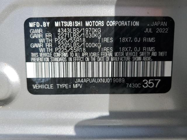 JA4APUAUXNU019089 - 2022 MITSUBISHI OUTLANDER ES SILVER photo 12