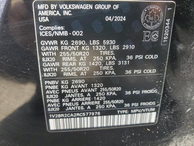 1V2BR2CA2RC577976 - 2024 VOLKSWAGEN ATLAS SEL Черный фото 13