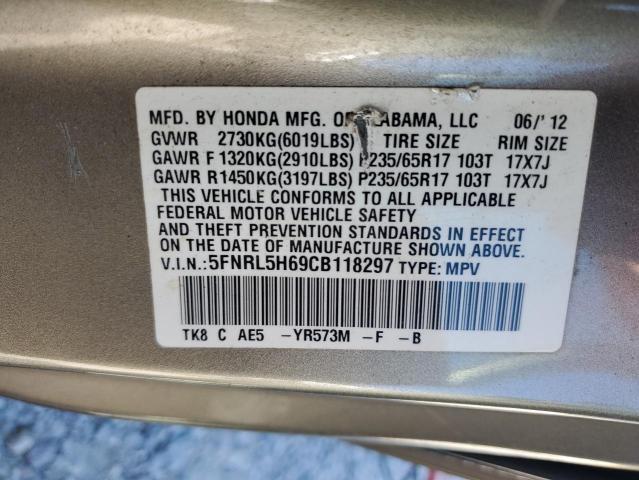 5FNRL5H69CB118297 - 2012 HONDA ODYSSEY EXL TAN photo 13