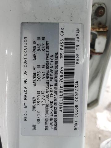 JM1BL1L81D1708894 - 2013 MAZDA 3 I WHITE photo 13