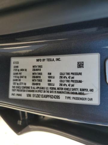 5YJ3E1EA9PF624395 - 2023 TESLA MODEL 3 灰色 照片 12