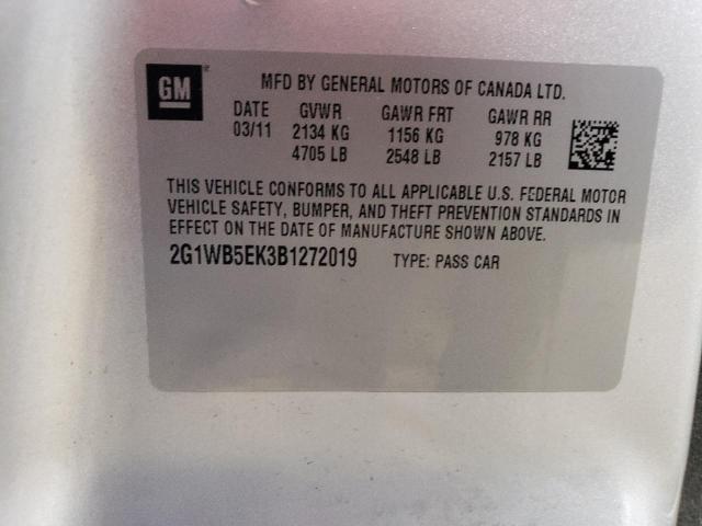 2G1WB5EK3B1272019 - 2011 CHEVROLET IMPALA LT SILVER photo 12