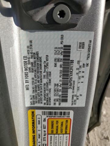 3FA6P0H7XHR397788 - 2017 FORD FUSION SE SILVER photo 12