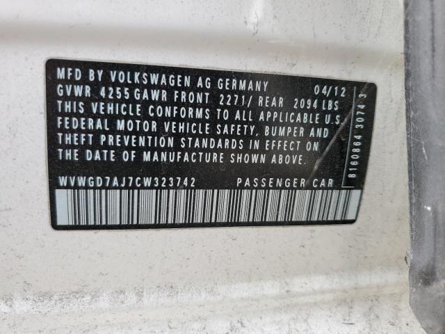 WVWGD7AJ7CW323742 - 2012 VOLKSWAGEN GTI 白色 照片 12