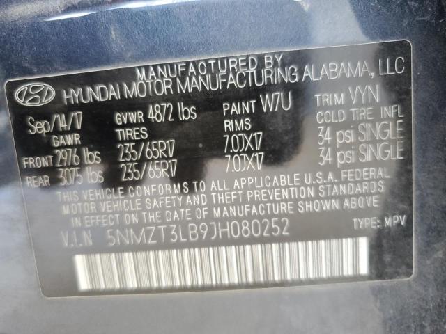 5NMZT3LB9JH080252 - 2018 HYUNDAI SANTA FE S BLACK photo 13