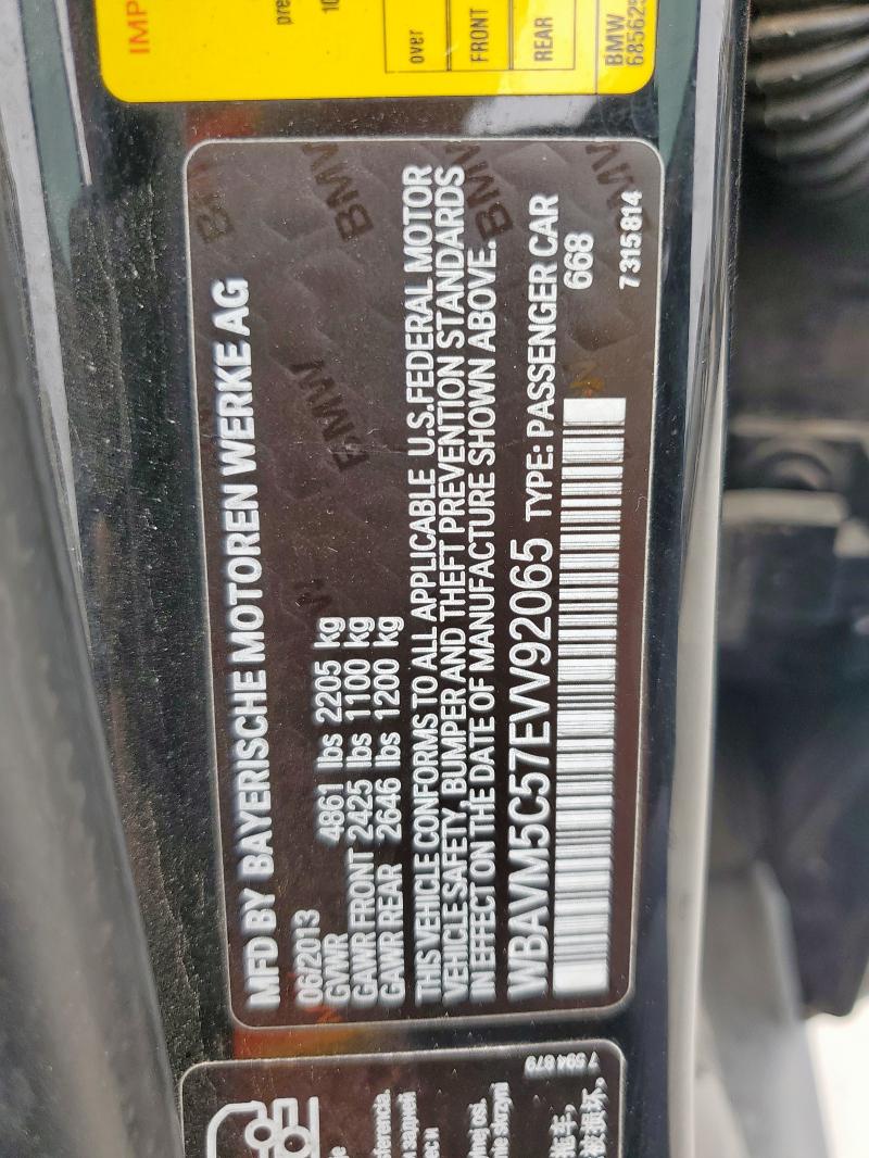 WBAVM5C57EVV92065 - 2014 BMW X1 XDRIVE35I BLACK photo 13