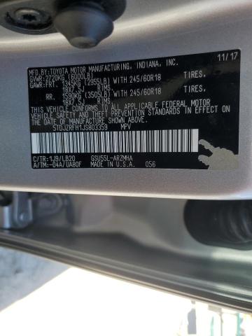 5TDJZRFH1JS803359 - 2018 TOYOTA HIGHLANDER SE SILVER photo 14