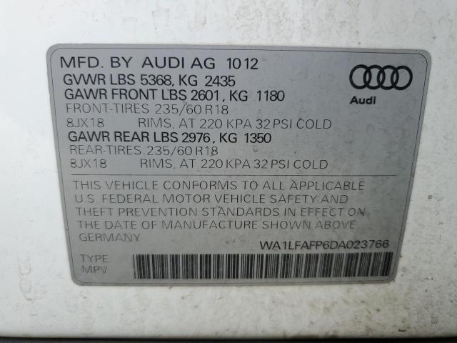 WA1LFAFP6DA023766 - 2013 AUDI Q5 PREMIUM PLUS 白色 照片 13