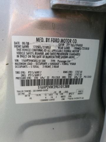 1FAHP24W39G101388 - 2009 FORD TAURUS SEL SILVER photo 12