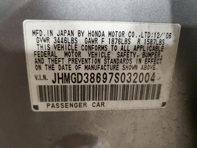 JHMGD38697S032004 - 2007 HONDA FIT S 银色 照片 12