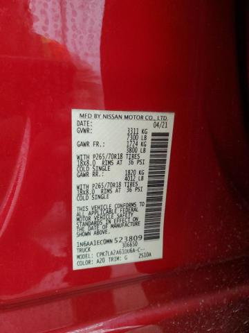 1N6AA1EC0MN523809 - 2021 NISSAN TITAN S RED photo 13