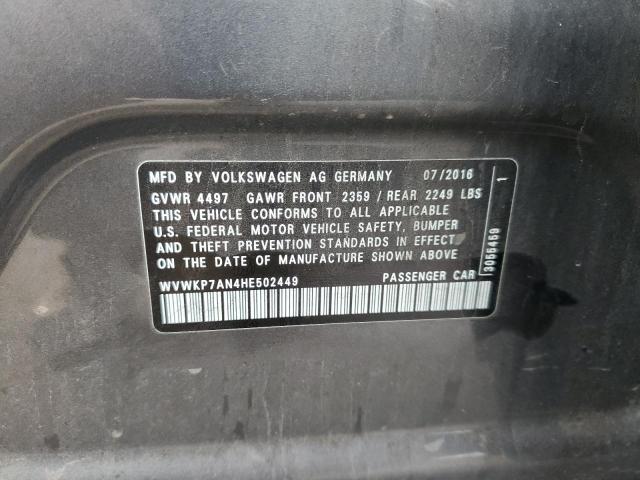 WVWKP7AN4HE502449 - 2017 VOLKSWAGEN CC SPORT Сұр фото 12