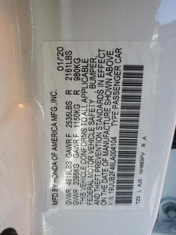 19UUB2F46LA004104 - 2020 ACURA TLX TECHNOLOGY თეთრი ფოტო 12